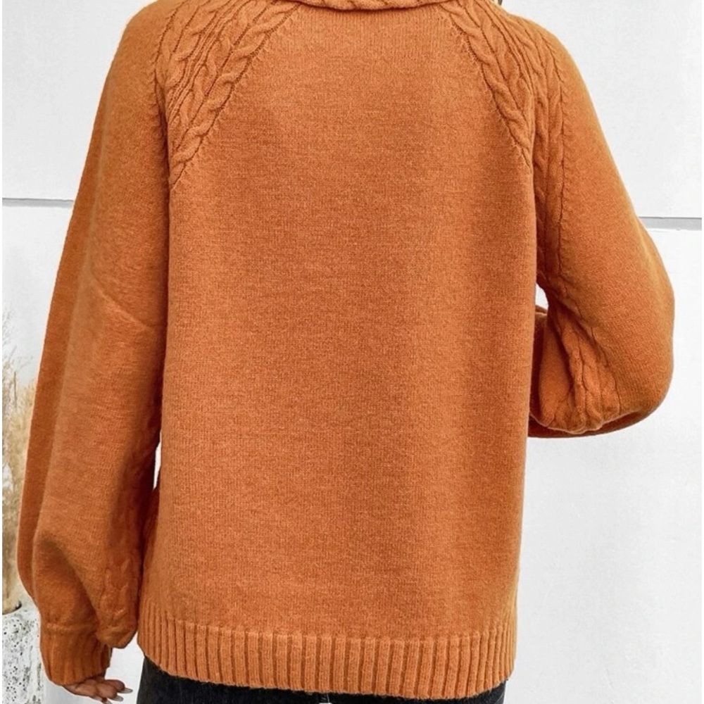 New orange cableknit turtleneck sweater - Picture 5 of 7